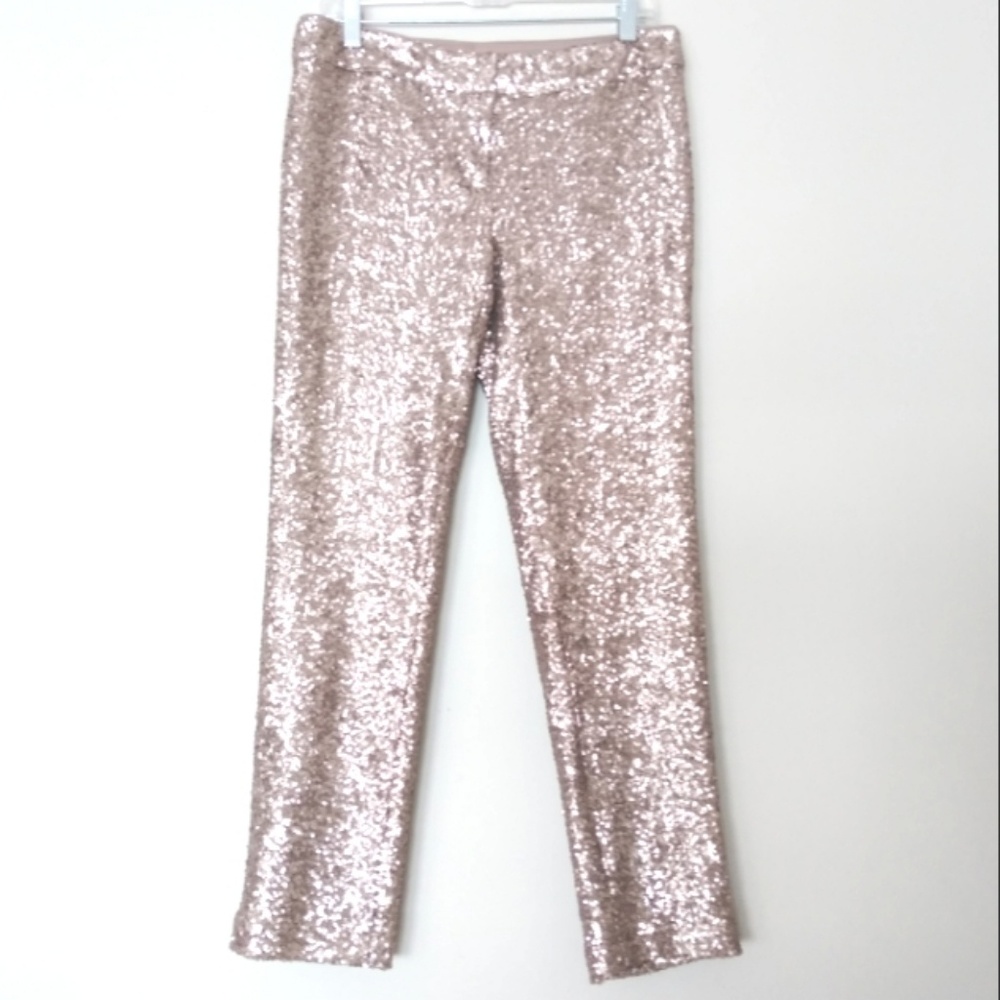 Gorgeous Ann Taylor Gold Sequin Party Pants Sz 4